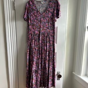 J Crew Floral V-Neck Dress with side zipper